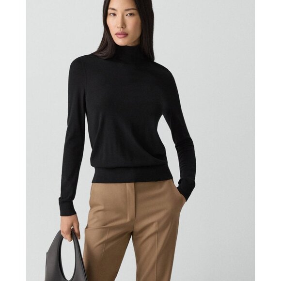 NWT THEORY Turtleneck Sweater in Regal Wool Black Size P XS - Picture 1 of 5